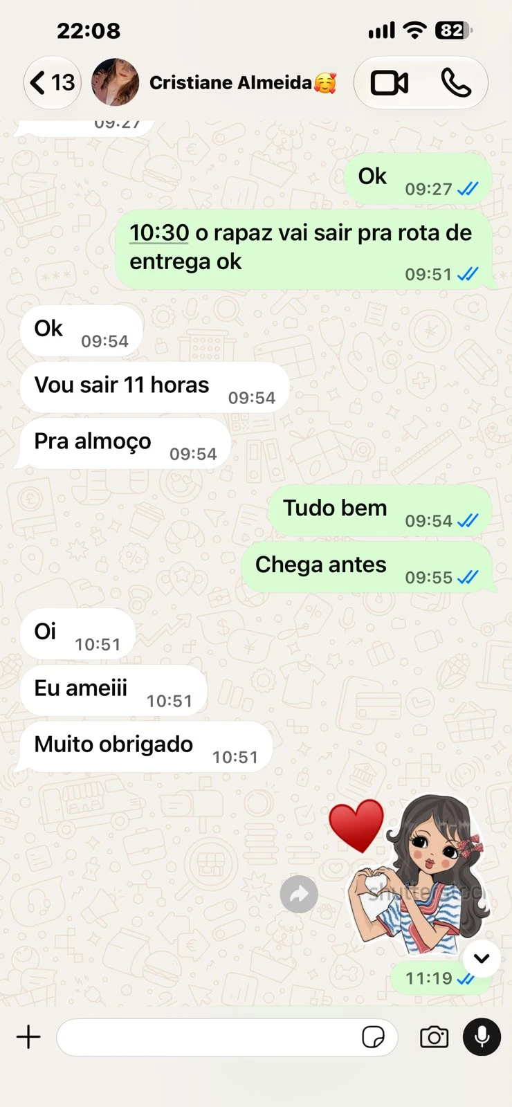 Conversa de cliente agradecendo no WhatsApp